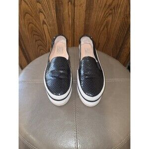 AGL Sz 41 Snakeskin Black Leather SlipOn Loafer   Platform Shoe Made in Italy